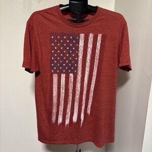 Spirit of America Red White and Blue T-shirt Sz Large Flag